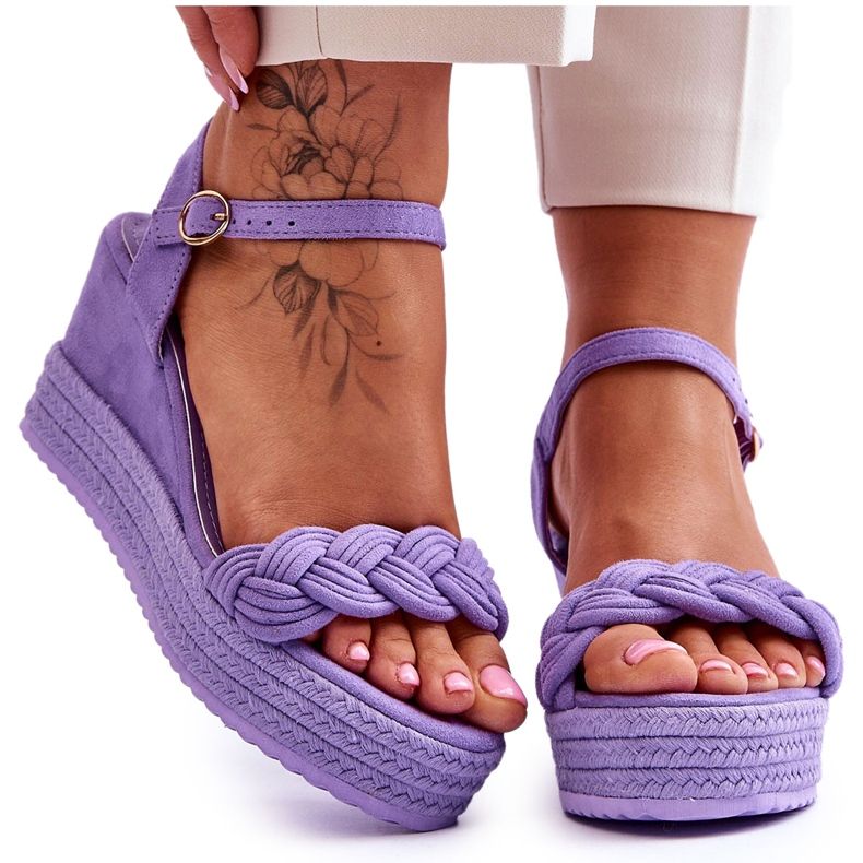 Sandali Classici Con Zeppa In Pelle Scamosciata Viola Denisse