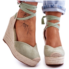Sandali Con Zeppa Con Lacci Da Donna Verde Bethany