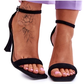 Sandali con tacco da donna in camoscio Rousses neri nero
