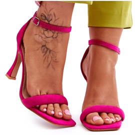 Sandali con tacco alto Rousses fucsia da donna in camoscio rosa