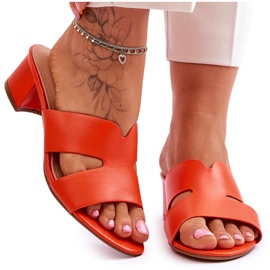 FJ1 Pantofole in pelle con tacco basso Miley arancione classico arancia