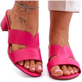 FJ1 Classiche infradito in pelle con tacco basso Miley fucsia rosa