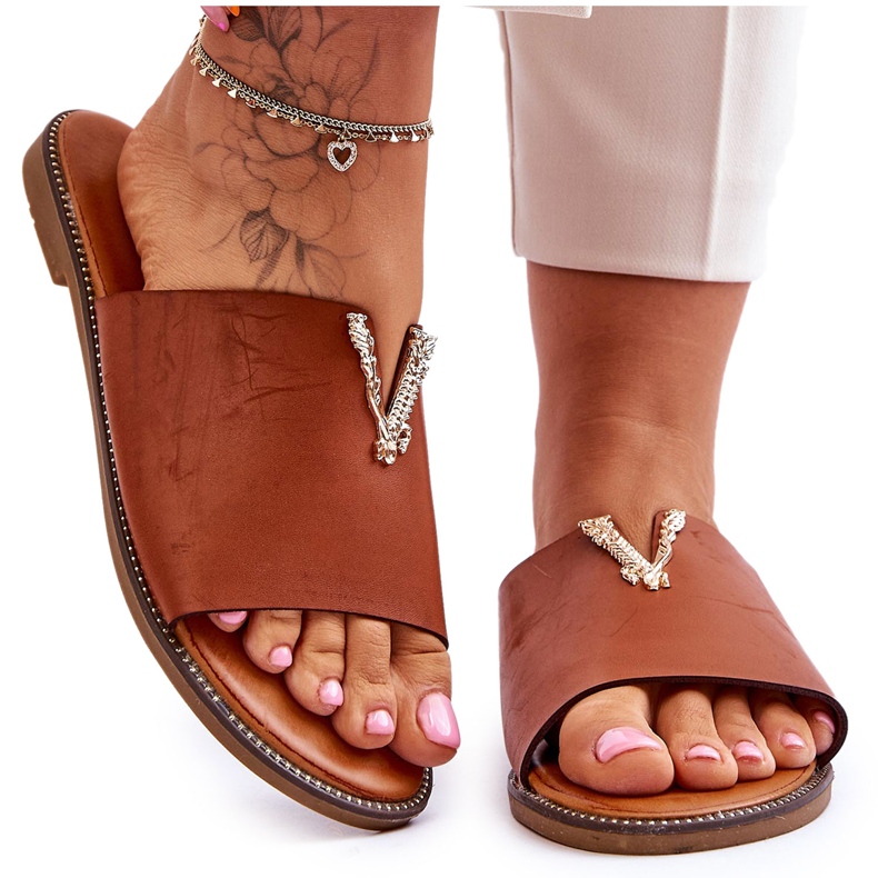FJ1 Pantofole impreziosite Bertha cammello classico da donna marrone