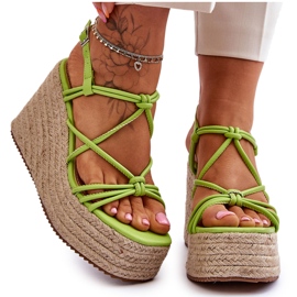 Sandali Alla Moda Con Zeppa Con Treccia Verde Nessia