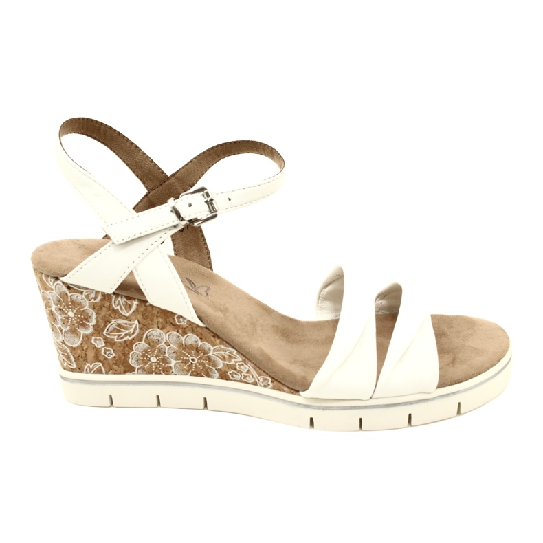 Sandali in pelle con zeppa Caprice 9-28710-20 160 Softnap bianco bianca
