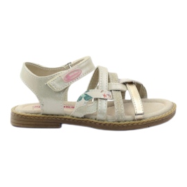 American Club American Sandals Girls per velcro 15079 beige/oro