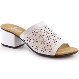 Rieker 64681-80 sandali donna in pelle traforata bianca con tacco