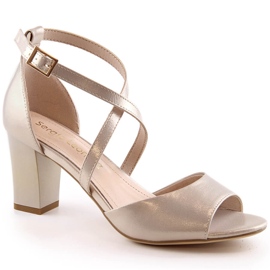 Eleganti sandali da donna in raso oro sul palo Sergio Leone SK862 d'oro