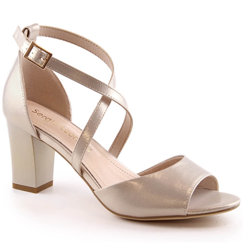 Eleganti sandali da donna in raso oro sul palo Sergio Leone SK862 d'oro