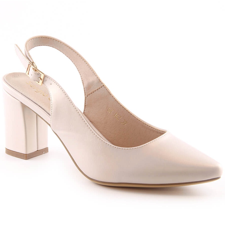 Sandali da donna sul palo beige perla Sergio Leone SK162