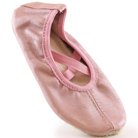 Ballerine da bambina in pelle per ballare con elastici rosa Nazo NB02