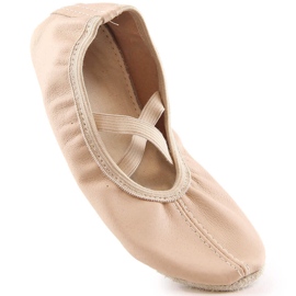 Ballerine da bambina in pelle per ballare con elastici beige Nazo NB02