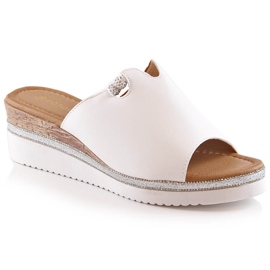 Ciabatte bianche con zeppa da donna Potocki YQ21005 bianco