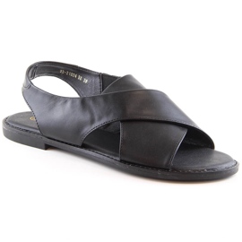 Sandali slip-on piatti da donna neri Potocki YQ21024 marrone