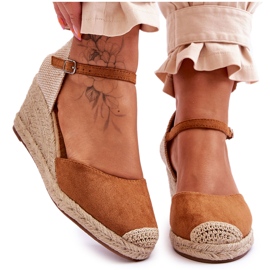 Espadrillas con zeppa in pelle scamosciata Cammer color cammello marrone