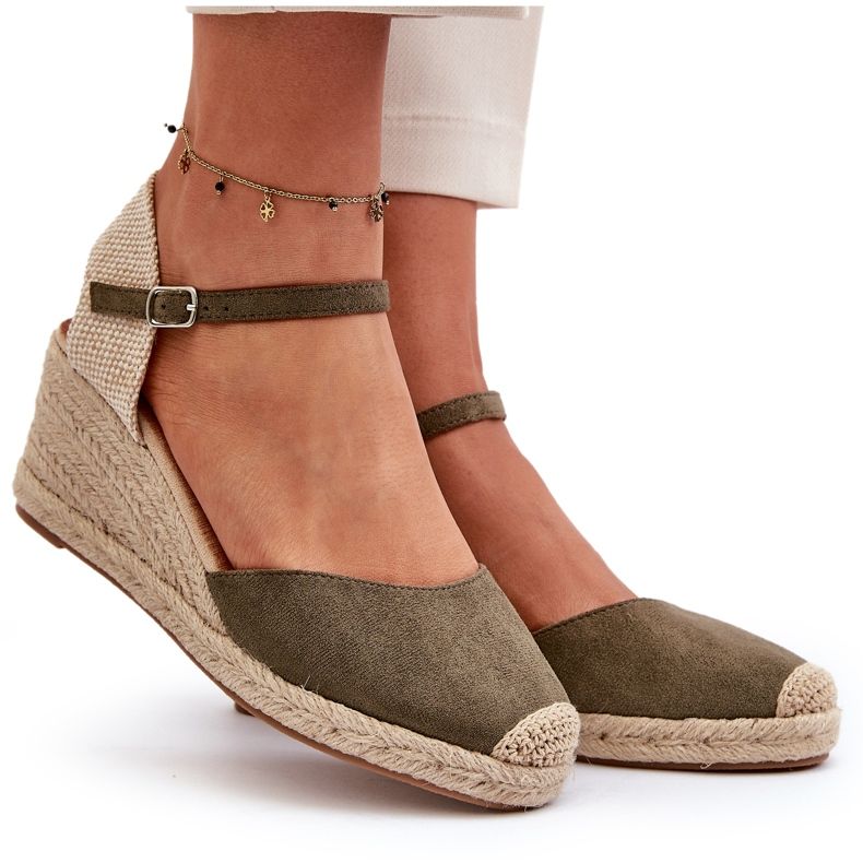 Espadrillas in camoscio Sandali con zeppa Verde Cammer