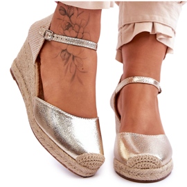 Sandali con zeppa in pelle Espadrillas Gold Cammer d'oro