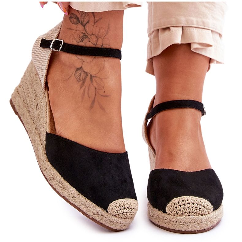 Espadrillas in camoscio Sandali con zeppa Black Cammer nero