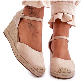 Espadrillas in camoscio Sandali con zeppa Beige Cammer marrone