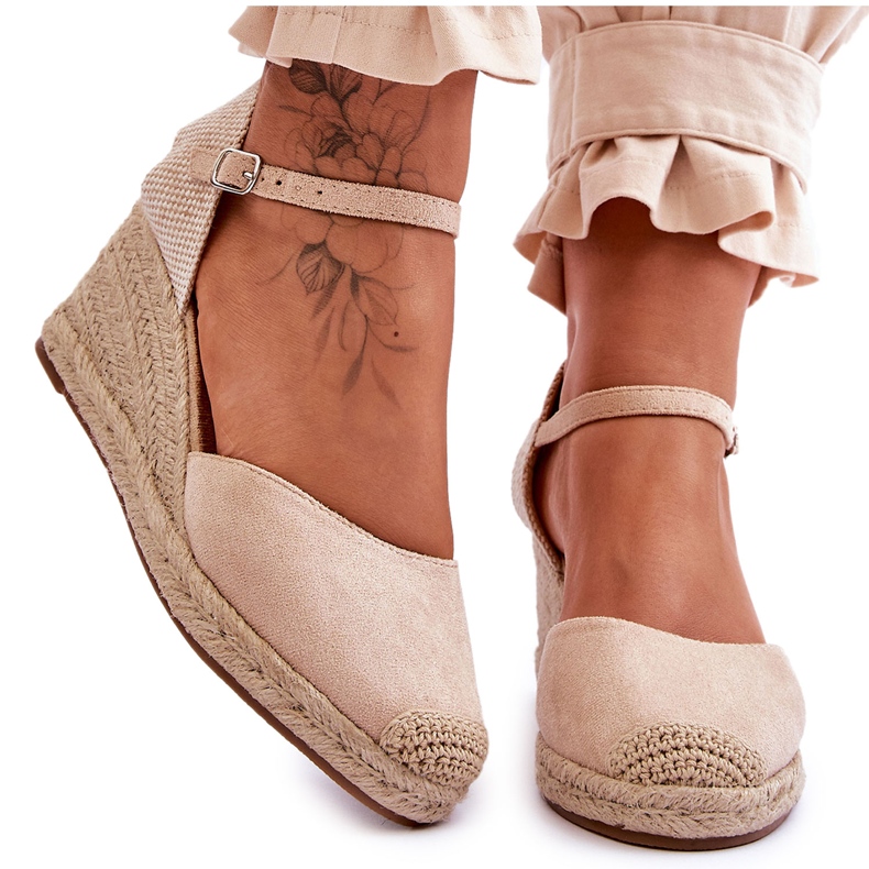 Espadrillas in camoscio Sandali con zeppa Beige Cammer marrone