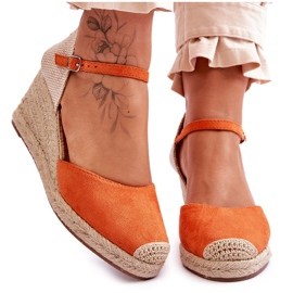 Espadrillas in pelle scamosciata Sandali con zeppa Arancione Cammer arancia
