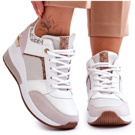 Sneakers con zeppa da donna bianche Chevre bianca