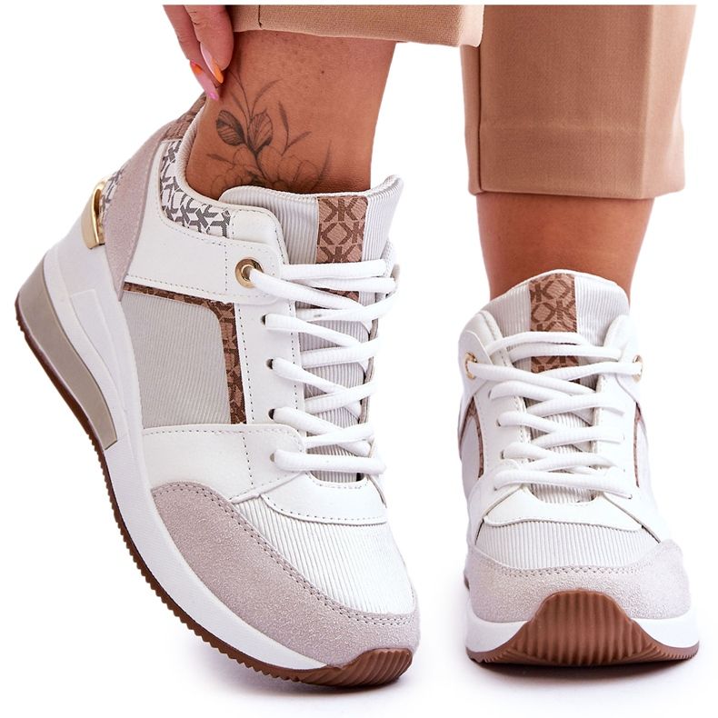 Sneakers con zeppa da donna bianche Chevre bianca
