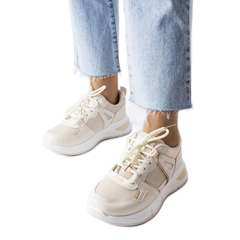 Sneaker multitessuto beige di Caya