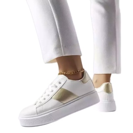 Sneakers bianche con striscia dorata di Aurélie bianca