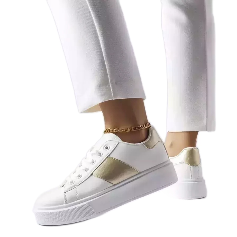 Sneakers bianche con striscia dorata di Aurélie bianca