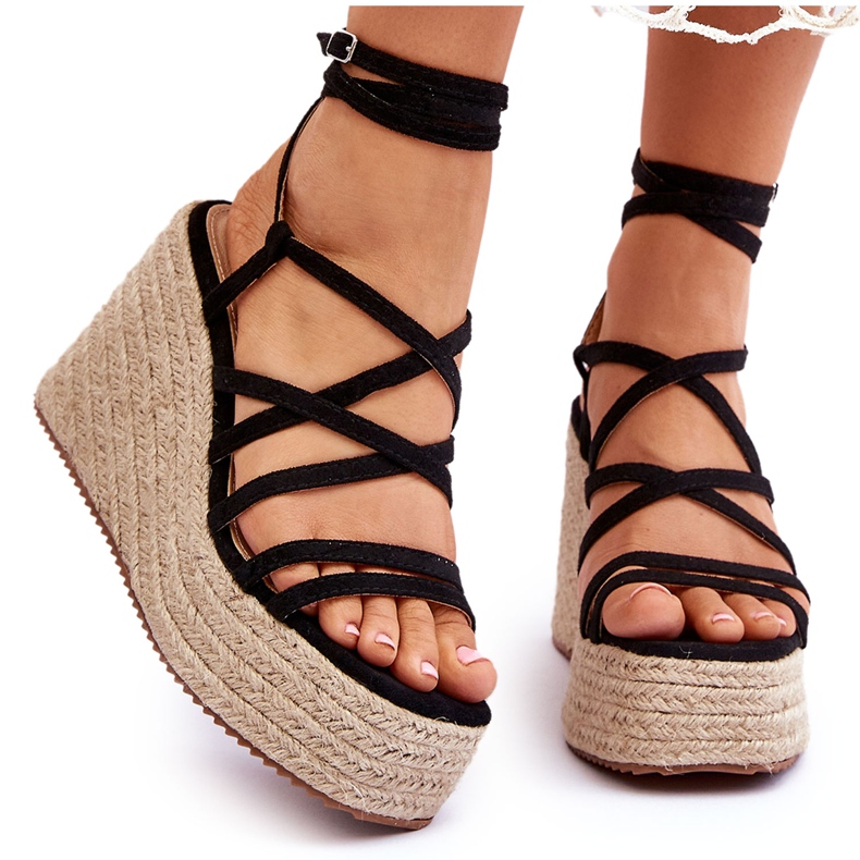 Sandali con zeppa in pelle Margaritt neri nero