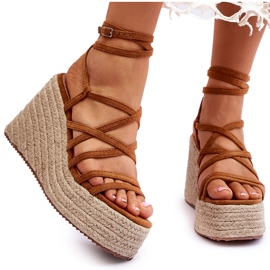 Sandali con zeppa in pelle Marrone Margaritt