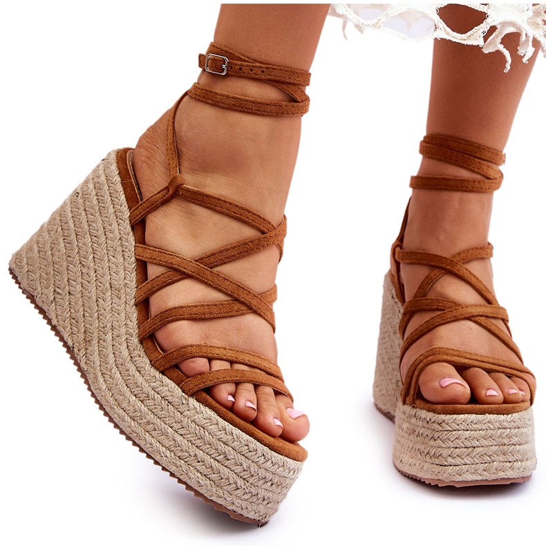 Sandali con zeppa in pelle Marrone Margaritt
