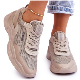 Scarpe sportive da donna in tessuto Memory Foam System Big Star LL274A066 Beige