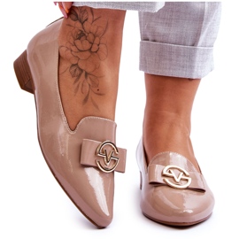 Vinceza Mocassino Tacco Basso Vernice Beige Asselia
