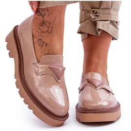 Vinceza Mocassini Donna Laccati Con Plateau Con Decoro Beige Jonett