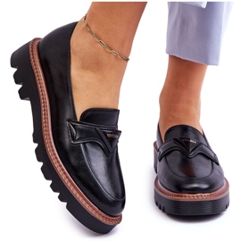 Vinceza Mocassini Donna In Pelle Con Plateau Con Decorazione Nera Jonett nero