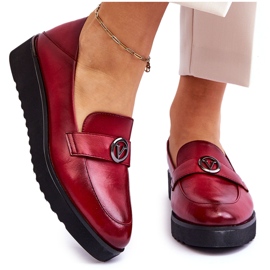 Vinceza Mocassini Donna in Pelle con Zeppa Bassa Rosso Synthia
