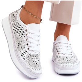Vinceza Scarpe Sportive Traforate In Pelle Da Donna Bianche Marea bianca