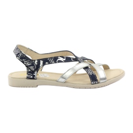 Sandali in pelle intrecciata Escott 1389 blu navy d'argento