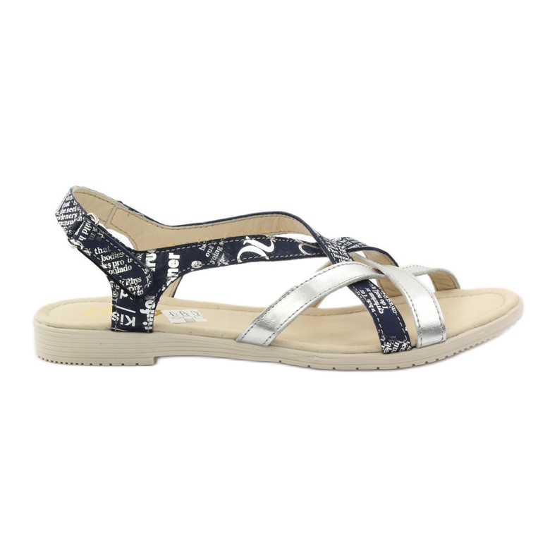 Sandali in pelle intrecciata Escott 1389 blu navy d'argento