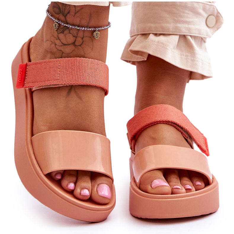 Sandali vegani con velcro ZAXY HH285283 Arancione arancia