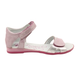 Sandali in pelle da bambina con velcro RenBut 4333 rosa/argento