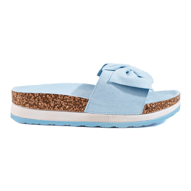 Pantofole da donna in camoscio con plateau Vinceza blu