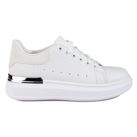 Scarpe sportive da donna su una piattaforma alta bianca Shelovet bianco