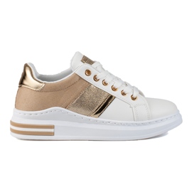 Scarpe da donna su suola spessa Shelovet bianco e beige bianca