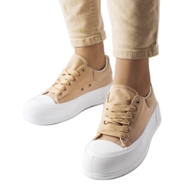 Sneaker beige con plateau di Josseaume