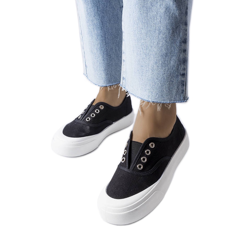 Sneaker senza lacci di colore nero di Rabican