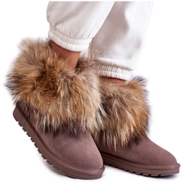FS1 Stivali da neve da donna in pelle scamosciata con pelliccia Alexa beige
