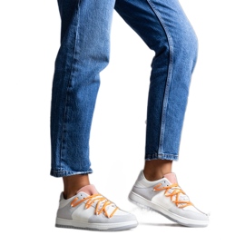 Sneakers Aucoin grigie con lacci arancioni bianco